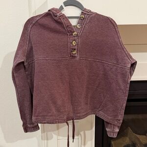 BKE Kids Button-Front Hooded Top - Plum Wine